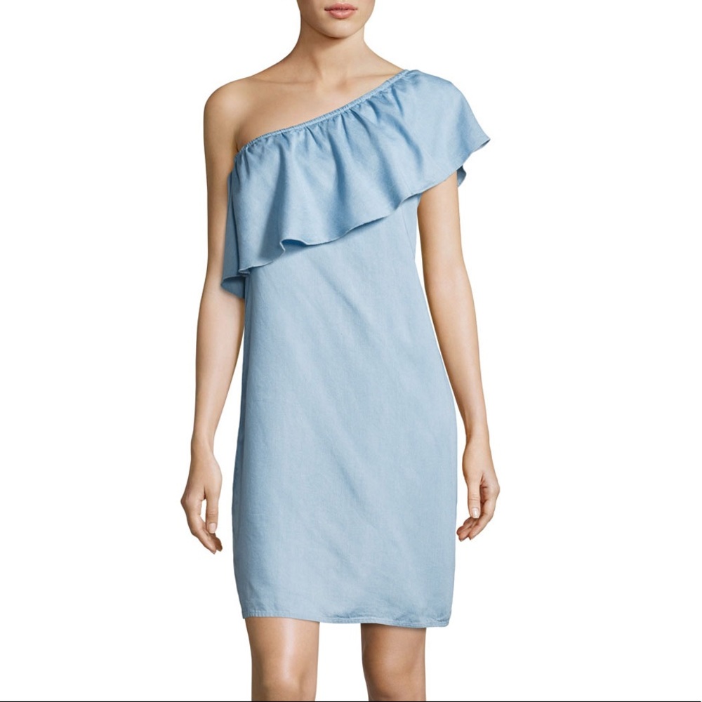 7 For All Mankind One Shoulder Chambray Dress